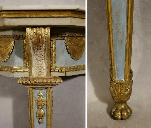 Paire de consoles piémontaises néoclassiques - Italie XVIIIe - Antiquités Philippe Glédel
