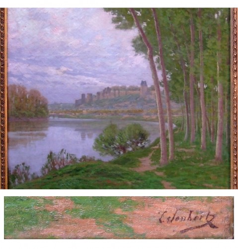 Tableaux et dessins Tableaux XIXe siècle - Vue de chinon - Léon Joubert (1851 - 1928)