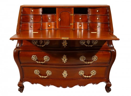 Solid mahogany scriban chest of drawers, Bordeaux 18th century