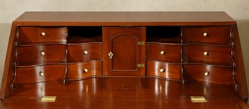 Louis XV - Solid mahogany scriban chest of drawers, Bordeaux 18th century