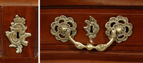 Antiquités - Solid mahogany scriban chest of drawers, Bordeaux 18th century