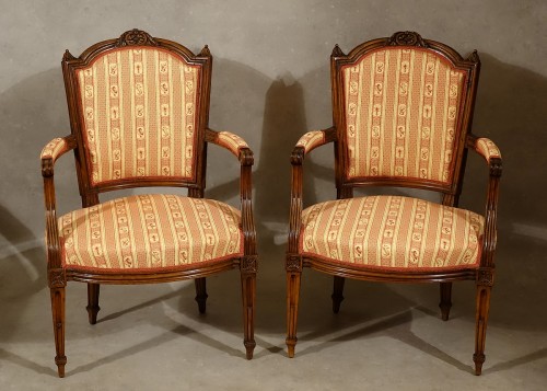 Suite of 4 Louis XVI armchairs stamped Pillot, Nîmes 18th century - Seating Style Louis XVI