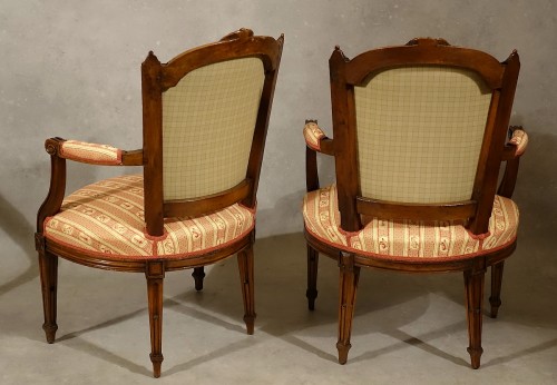 Suite de 4 fauteuils d'époque Louis XVI estampillés Pillot, Nîmes XVIIIe - Antiquités Philippe Glédel