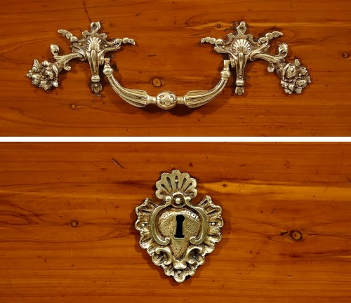Louis XIV - Commode de port Louis XIV mazarine en bois des Indes et des Amériques