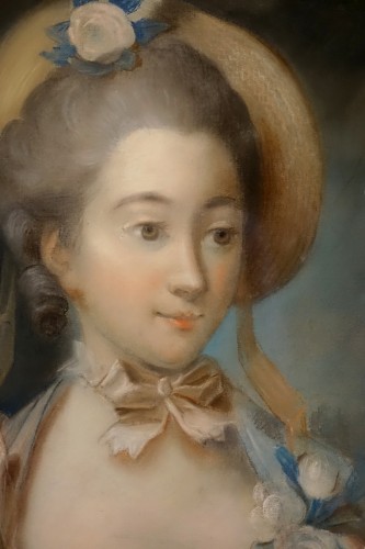 Portrait d'une jeune fille - Pastel XVIIIe - Tableaux et dessins Style 