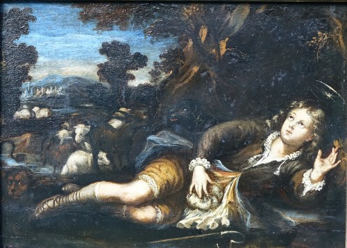 Saint-Mammès de Césarée - Huile sur panneau de l'école italienne du XVIIe - Tableaux et dessins Style 