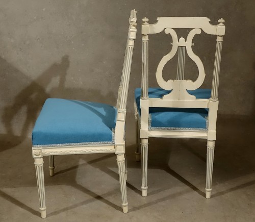Paire de chaises à dossier lyré attribuables à Séné - Ancienne collection Cartier - Antiquités Philippe Glédel