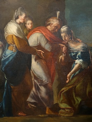 XVIIe siècle - Paire de grands tableaux - Salomon et Saba. Italie XVIIe