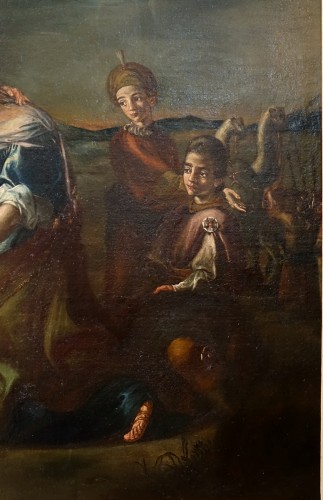 Paire de grands tableaux - Salomon et Saba. Italie XVIIe - 