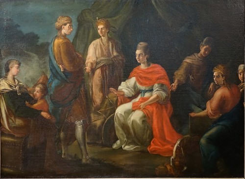  - Paire de grands tableaux - Salomon et Saba. Italie XVIIe