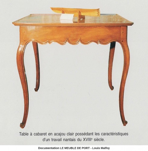 Antiquités - Table en cabaret à jeu de trictrac et d'échec en acajou - Nantes XVIIIe