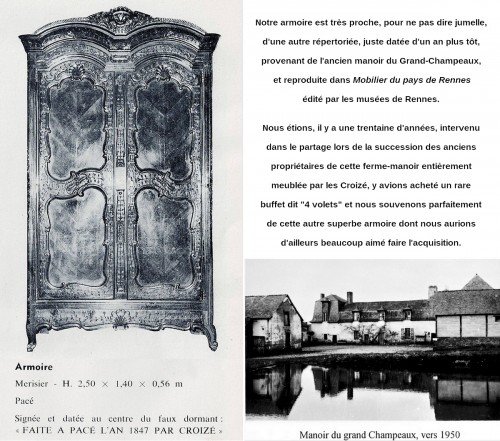 Antiquités - Armoire de mariage rennaise signée Croizé