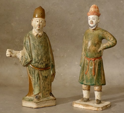 Deux grandes statuettes Mingqi - Chine époque Ming - Arts d