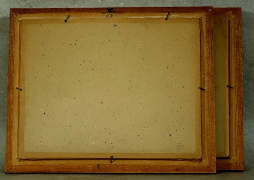 XVIIIe siècle - Paul et Virginie - Paire de peintures sur soie brodées