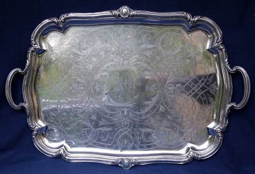 Grand plateau en métal argenté Christofle - Argenterie et Arts de la table Style Napoléon III