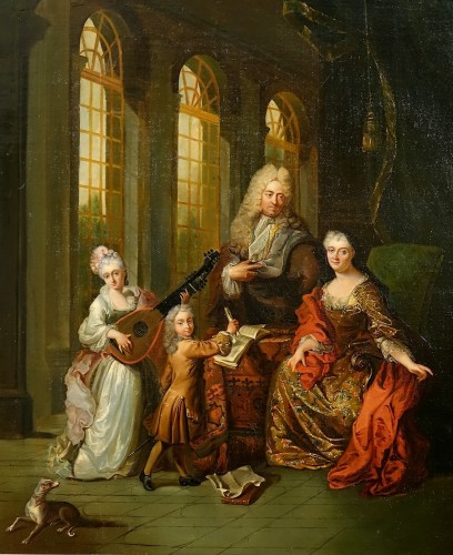 Portrait de famille dans un salon - inspiré du tableau peint par Robert Le Vrac dit Tournières