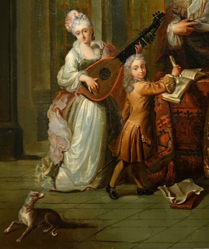 Portrait de famille dans un salon - Suiveur de Le Vrac-Tournières - 