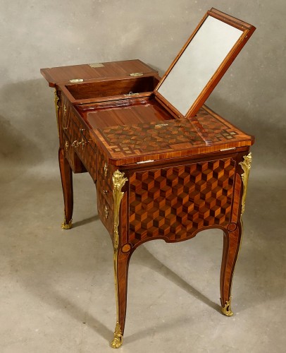 XVIIIe siècle - Coiffeuse Transition estampillée Léonard Boudin
