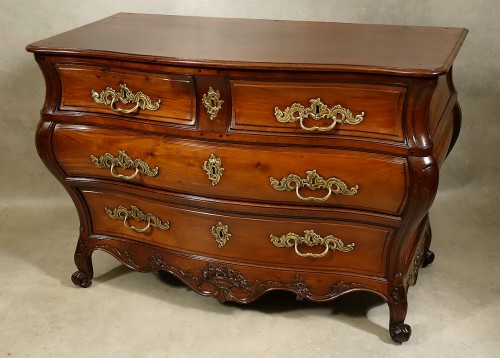 Commode en S en acajou massif - Bordeaux XVIIIe - Antiquités Philippe Glédel