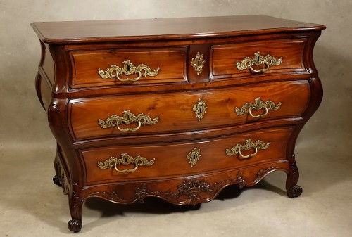 Commode en S en acajou massif - Bordeaux XVIIIe - Louis XV