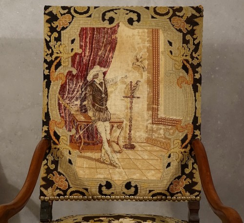 Paire de fauteuils Louis XIII "os de mouton" - Louis XIII