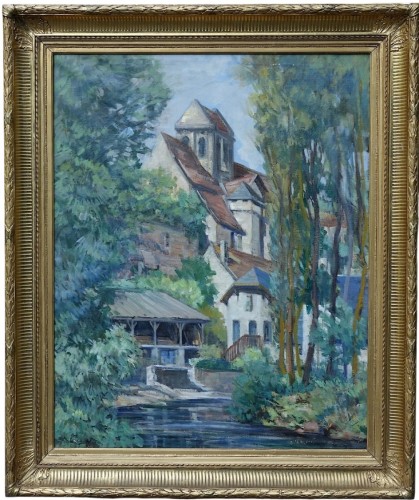 Henri Hourtal (1877-1944) - Paysage au lavoir (La Roche-Posais)