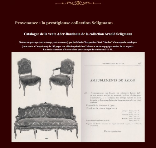 Salon estampillé Nogaret - Ancienne collection Seligmann - Sièges Style Louis XV