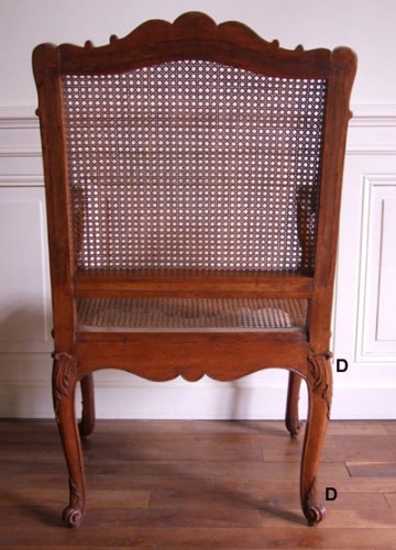 XVIIIe siècle - Fauteuil de Cabinet en hêtre d'époque Régence