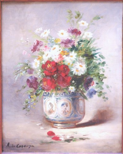 Vase of Flowers - A de Caranga  (1829 - 1889) - Paintings & Drawings Style 