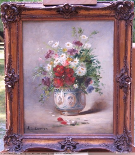 XIXe siècle - Vase de fleurs - A de Caranga (1829 - 1889)