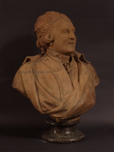 Buste en terre cuite signé Monot daté 1784 - Sculpture Style Louis XVI