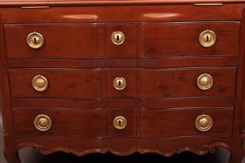 Mobilier Bureau et Secrétaire - Commode scribanne nantaise en acajou massif