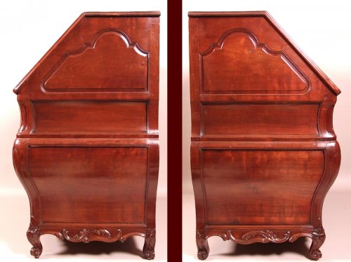 XVIIIe siècle - Commode scribanne en acajou moucheté - Bordeaux XVIIIe siècle