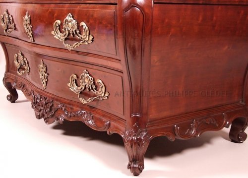 Louis XV - Commode scribanne en acajou moucheté - Bordeaux XVIIIe siècle