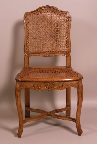 Suite of seven Regence caned chairs stamped by Amand - Seating Style Louis XV