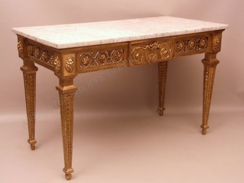 Console table in gilded wood attributed to Pierre Pillot - France Provence 18th century - Furniture Style Louis XVI