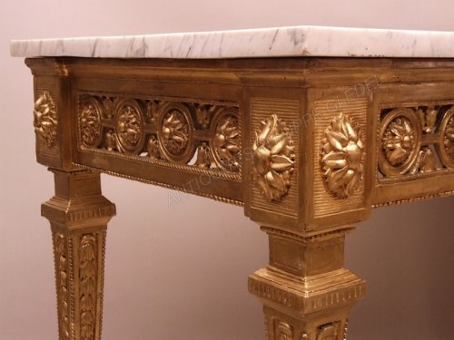 Table en console en bois doré attribuée à Pierre Pillot - Provence XVIIIe - Antiquités Philippe Glédel