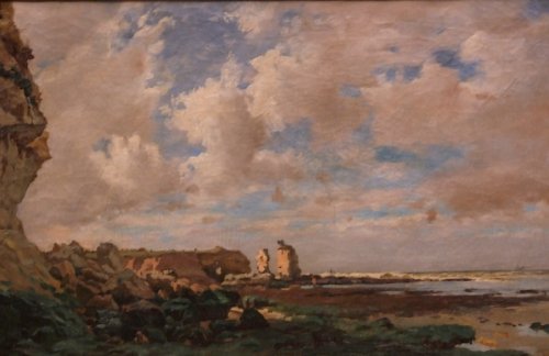 Tableaux et dessins Tableaux XIXe siècle - Falaises de Normandie par Pierre-Jules Geneste (1826-1889)