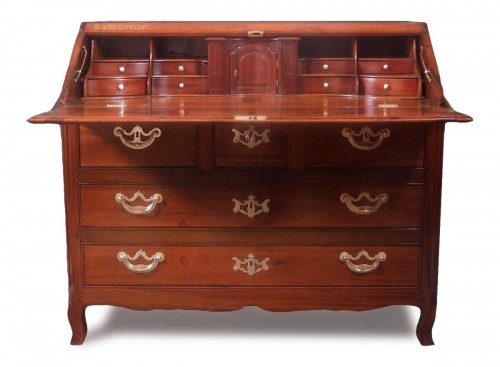 Commode scribanne malouine en acajou - Saint-Malo XVIIIe