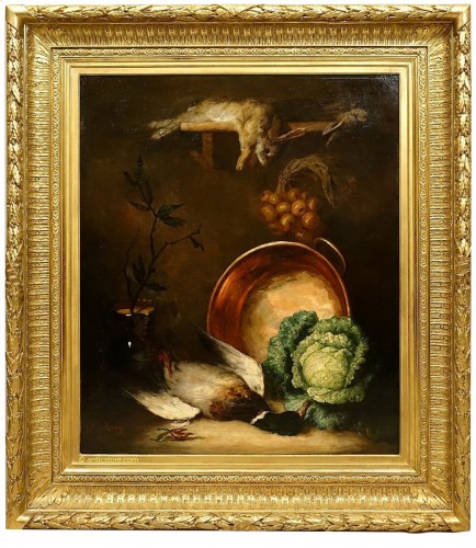 Grande nature morte signée Louise de Bury datée 1873