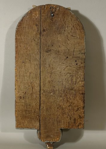 Art sacré, objets religieux  - Petit oratoire de retable breton en bois doré et laqué - XVIIe