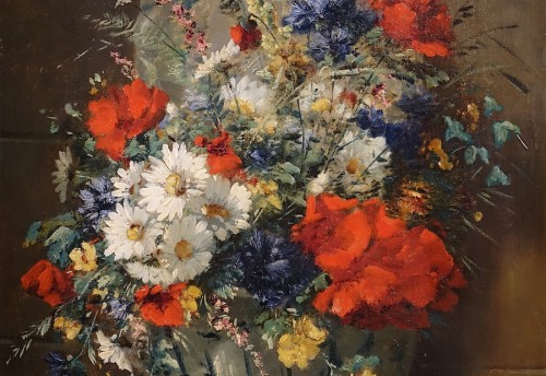 Tableaux et dessins Tableaux XIXe siècle - Bouquet de fleurs des champs - E. H. Cauchois (1850 - 1911)