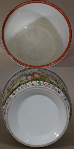XIXe siècle - Cache-pot aux chinois en porcelaine de Bayeux