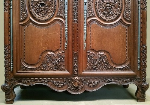 XIXe siècle - Armoire de mariage normande "aux personnages" - Bayeux XIXe siècle