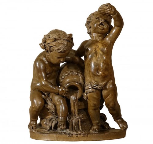 Importante terre cuite - Putti à la fontaine