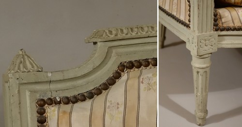 18th century - Pair of large bergères armchairs - Paris Louis XVI period