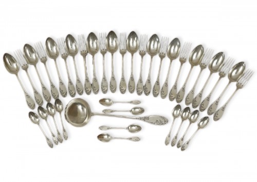 Art nouveau cutlery set in solid silver