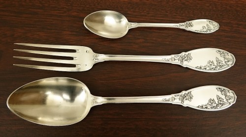 Art nouveau cutlery set in solid silver - 