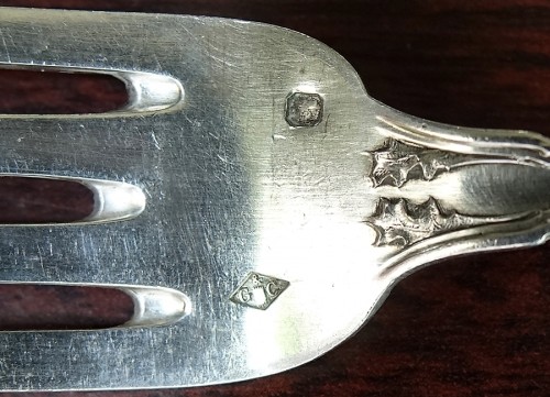 Art nouveau cutlery set in solid silver - Art nouveau