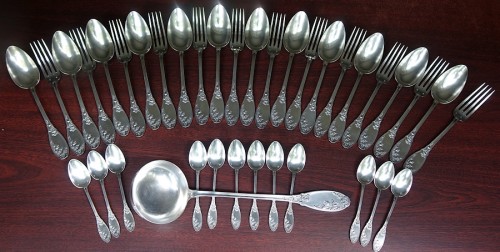 Antiquités - Art nouveau cutlery set in solid silver